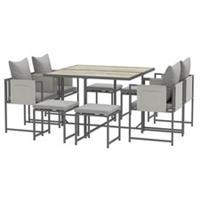 Outsunny 8 Seater Garden Dining Set Cube Garden Furniture w/Cushions Refurbished