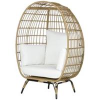 Outsunny PE Rattan Egg Chair w/ Padded Cushions for Garden, Refurbished