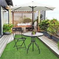 Outsunny Outdoor Round Dining Table Garden Patio Tempered Glass Top Refurbished
