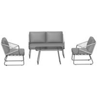 Outsunny 4 Piece Rattan Garden Furniture Set with Cushions, Refurbished