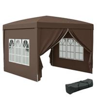Outsunny 3x3m Pop Up Gazebo with Carry Bag, Coffee, Refurbished