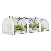 Outsunny Tunnel Greenhouse Steel Frame for Garden w/ Zipper Doors