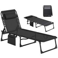 Outsunny 5-Position Adjustable Folding Camping Bed, Black, Refurbished
