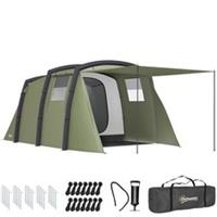 Outsunny 3-4 Man Inflatable Tunnel Tent with Air Pump, Olive Green, Refurbished