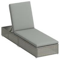 Outsunny Rattan Pool Patio Sun Chaise Lounger, Light Grey, Refurbished