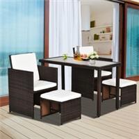 Outsunny 5 Pieces Rattan Garden Furniture Sofa Set w/ Table Chair Refurbished