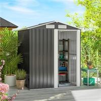Outsunny 5ft x 4.3ft Outdoor Metal Storage Shed w/ Sliding Door Refurbished