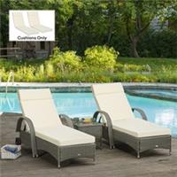 Outsunny Set of 2 Lounger Cushions ONLY Deep Seat Patio Cushions Refurbished