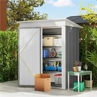 Outsunny Steel Garden Shed, Small Lean-to Shed for Bike, 5x3 ft Refurbished