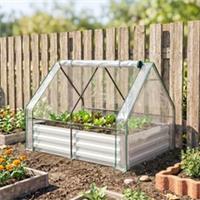Outsunny Raised Garden Bed Planter Box with Greenhouse, Large Window Refurbished