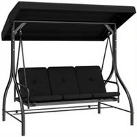 Outsunny 3‑Seater Canopy Porch Swing Hammock Bed Chair, Black, Refurbished