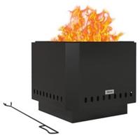 Outsunny Square Smokeless Outdoor Bonfire Fire Pit Stove, Black, Refurbished