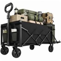 Outsunny 60L Collapsible Festival Wagon Trolley With Wheels, Black, Refurbished