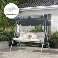 Outsunny Outdoor Back and Seat Cushion with Pillows, NO SWING, White
