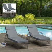 Outsunny Set of 2 Lounger Cushions ONLY Deep Seat Patio Cushions Refurbished