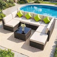 Outsunny 8 Pieces Patio Rattan Sofa Set Outdoor Garden Furniture Set Refurbished
