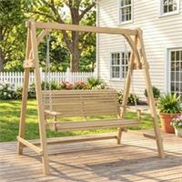 Outsunny 2 Seater Wooden Garden Swing Seat Hammock Bench Lounger Refurbished