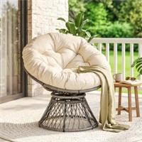 Outsunny Swivel Rattan Papasan Moon Bowl Chair Round with Padded Refurbished