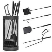 Outsunny Fireplace Tools Set with Basket, 5-Piece Fireside Companion Set