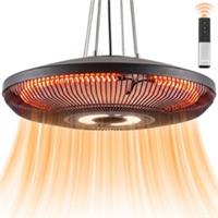 Outsunny 2000 W Hanging Electric Patio Heater with LED Light, IP65, Black