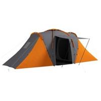 Outsunny 4 Man Camping Tent with 2 Bedroom and Living Area, Grey and Orange