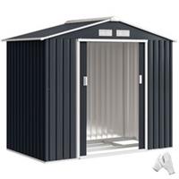 Outsunny 7 x 4ft Garden Shed Storage with Foundation Kit and Vents, Dark Grey