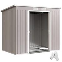 Outsunny 7 x 4ft Waterproof Metal Garden Storage Shed w/ Double Door Grey