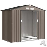 Outsunny 7 x 4ft Garden Shed Storage with Foundation Kit and Vents, Brown