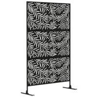 Outsunny 6.5FT Metal Outdoor Privacy Screen Panel w/ Stand and Expansion Screws