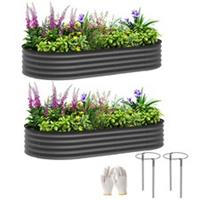 (181 x 93 x 30 cm, Dark Grey) Outsunny Set of 2 Raised Beds for Garden