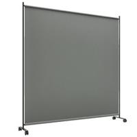 Outsunny Room Divider with Wheels, 6ft Rolling Privacy Screen, Dark Grey