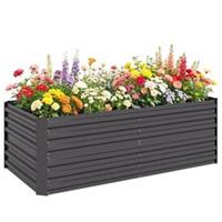 (180 x 90 x 59 cm, Dark Grey) Outsunny Galvanised Raised Bed for Garden
