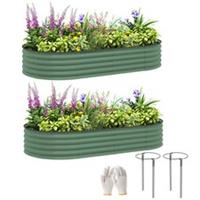 (181 x 93 x 30 cm, Green) Outsunny Set of 2 Raised Beds for Garden