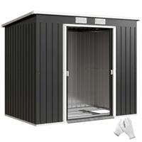 Outsunny 7 x 4ft Metal Garden Storage Shed w/ Double Door Dark Grey
