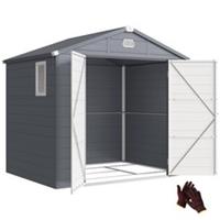 Outsunny 8 x 6ft Garden Shed Storage w/ Foundation Kit, Vents, Grey