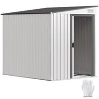 Outsunny 7 x 5FT Garden Shed w/ Foundation Lean to Metal Tool Shed White