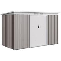 Outsunny 9 x 4FT Waterproof Metal Garden Storage Shed w/ 2 Door, Light Grey