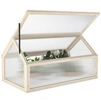 Outsunny Wooden Cold Frame Greenhouse Garden Polycarbonate Grow House, Natural