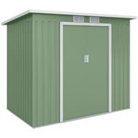 Outsunny 7 x 4ft Waterproof Metal Garden Storage Shed w/ Double Door Green