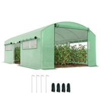 Outsunny Polytunnel Greenhouse with 3 Roll-up Doors, 6 x 3 x 2m, Green