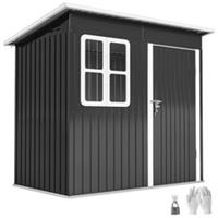 Outsunny 7 x 4ft Galvanised Steel Garden Shed with Foundation Kit, Grey