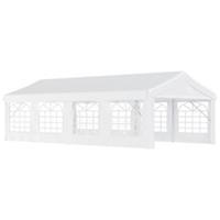 Outsunny 8m Gazebo Garden Marquee Canopy Party Carport Shelter Garage Tent White
