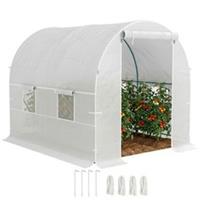 Outsunny Polytunnel Greenhouse Outdoor Grow House Roll Up Door Windows 2x2.5m