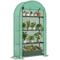 Outsunny 4 Tier Portable Mini Greenhouse with Reinforced PE Cover, Green