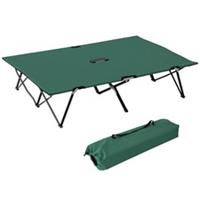Outsunny Double Camping Folding Cot Outdoor Portable Sleeping Bed, Green