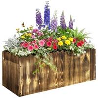 Outsunny 70L Wooden Rectangle Garden Flower Raised Bed Pot 80L x 33W x 30H cm