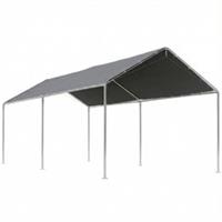 Outsunny 2-Rooms Outdoor Carport Galvanized Steel Frame Tent UV Resistant Grey