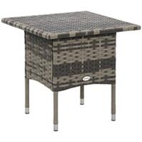 Outsunny PE Rattan Outdoor Coffee Table, Modern Rattan Side Table, Mixed Grey