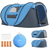 Outsunny Camping Tent Dome Pop-up Tent with Windows for 3 Person Sky Blue