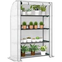 Outsunny Mini Greenhouse Indoor Outdoor Green House with PE Cover, White